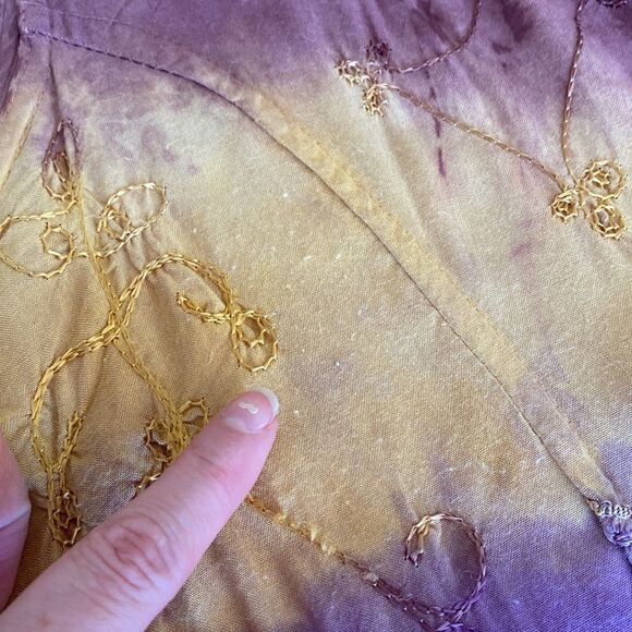 Vintage Flower Brand Yellow and Purple Tie Dye Tunic Dress with Waist Ties - Picture 12 of 13